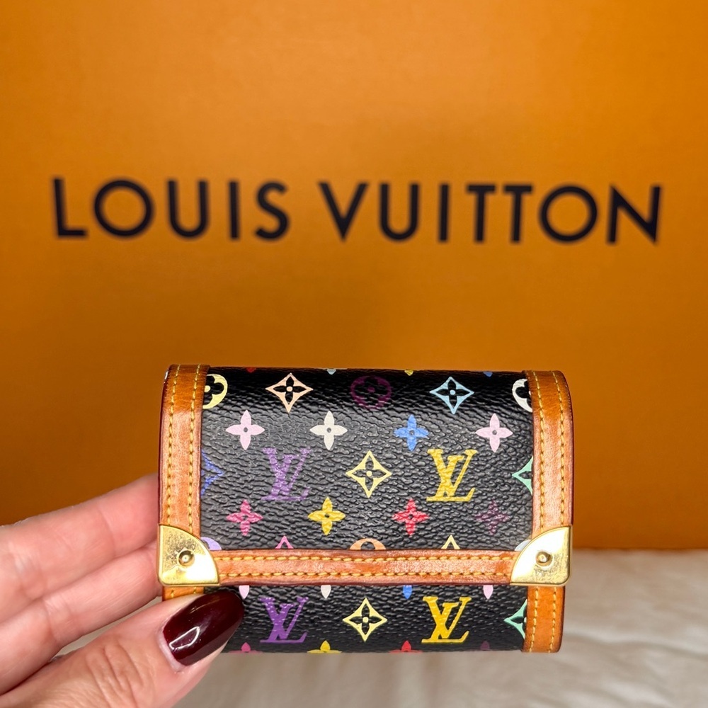 Louis Vuitton Murakami Black Porte Monnaie Plat Coin Card Wallet Full Inclusion - Picture 2 of 11